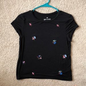 American eagle black flower shirt soft and sexy